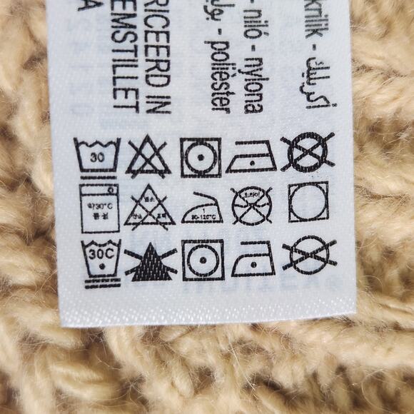 ZARA Sweater Vest Women M Tan Turtleneck Sleeveless Chunky Knit Oversized - Picture 11 of 12